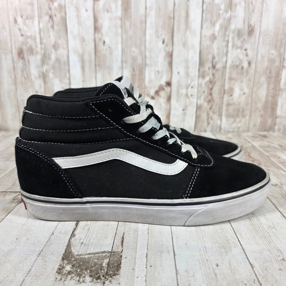 Vans Ward Hi Black White Suede Canvas High Top Sneakers Womens 10 500714‎